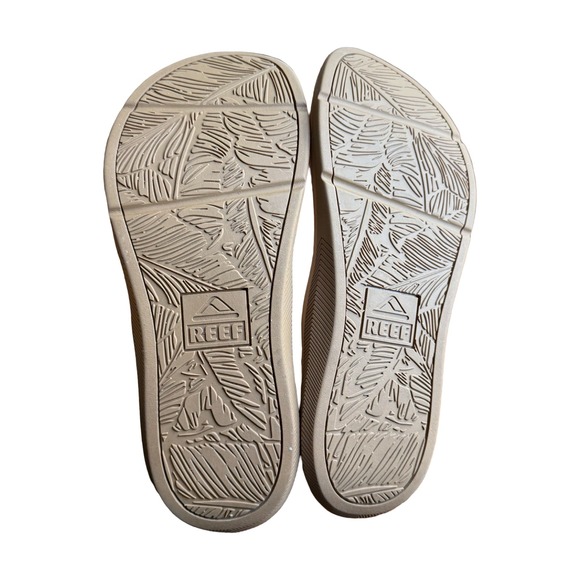 Reef Santa Ana Womens Flip Flop Sandals White Tan Palm Leaf Print Size 9 G-22 - Picture 5 of 8